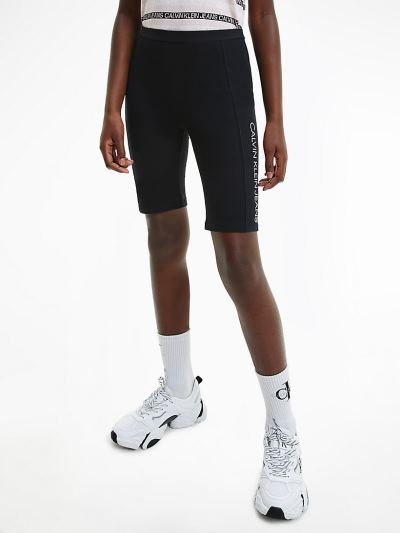 Calvin Klein Ruhák HU944987 | Calvin Klein Organic Cotton Logo Cycling Lány Rövidnadrág Fekete